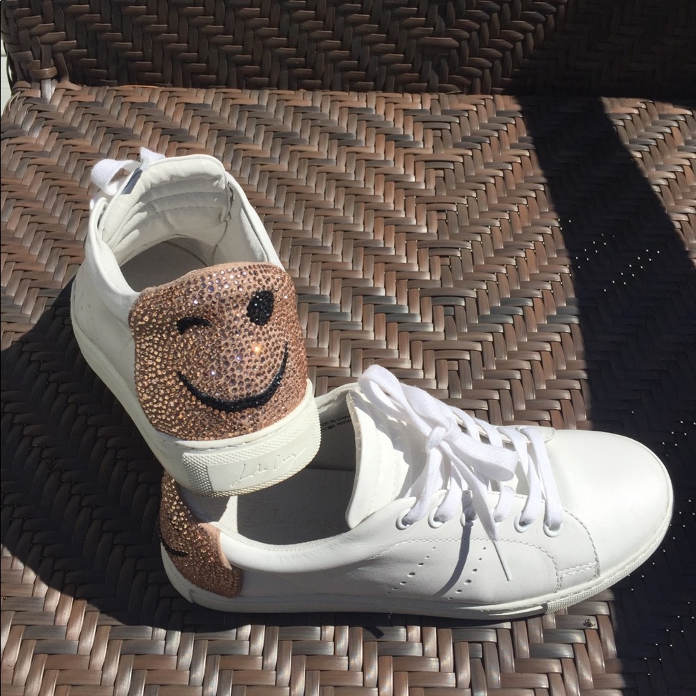 White leather sneakers.